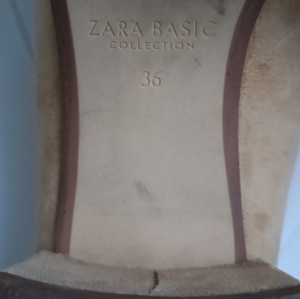 Zara Two-tone Microsued Block Heel Shoes In Tan and Black - Picture 8 of 10